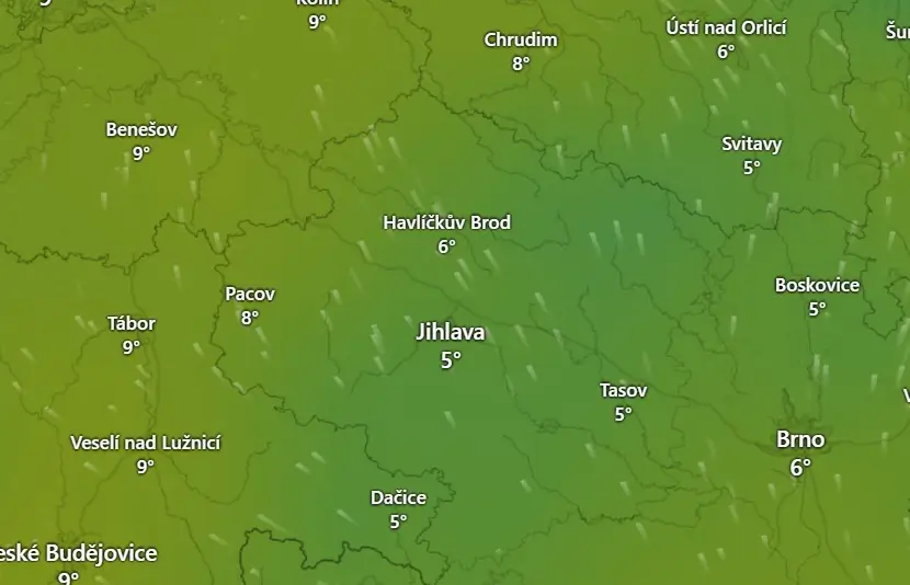 Ve čtvrtek bude na Vysočině poměrně chladno, navzdory jižnímu proudění