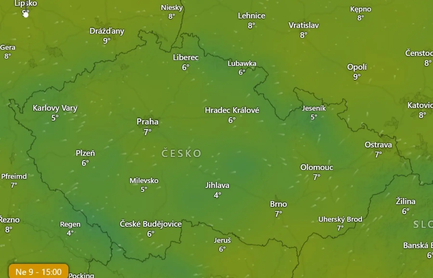 Aktuální teploty - neděle 9. 11. 2025, 15 hodin | TVGURU.cz Aktuální teploty - neděle 9. 11. 2025, 15 hodin