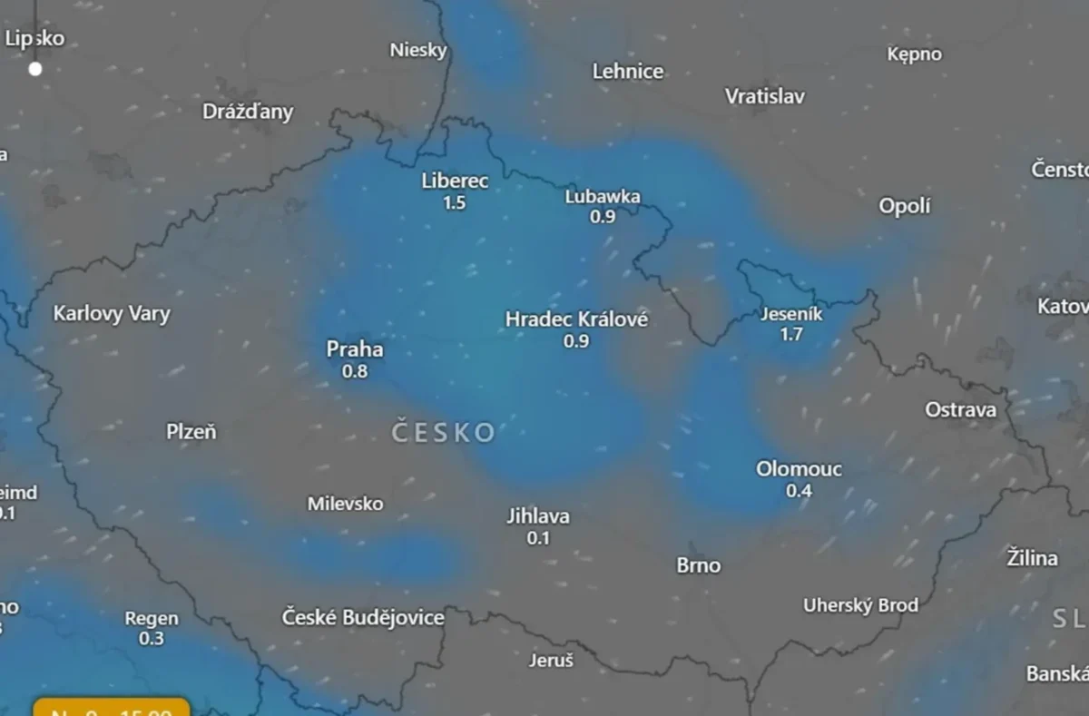 Srážky dnes odpoledne