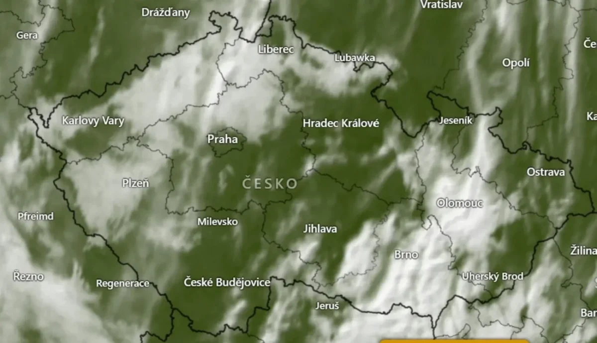 Aktuální oblačnost nad Českou republikou