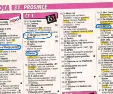 tv program tištěný a v něm zakroužkované pořady