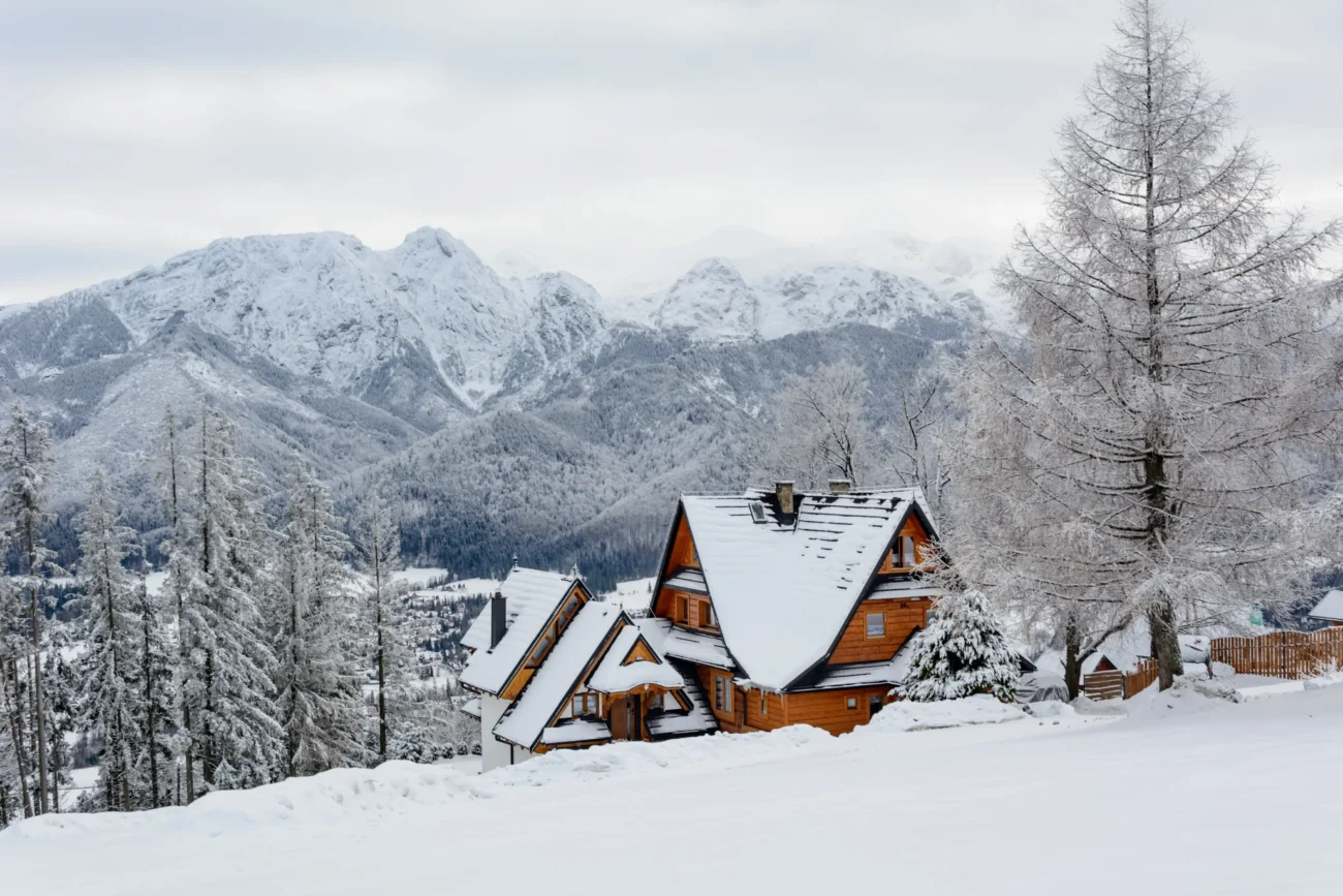 shutterstock_2565676665-2 | TVGURU.cz Uprostřed zasněžené přírody stojí horská chata.