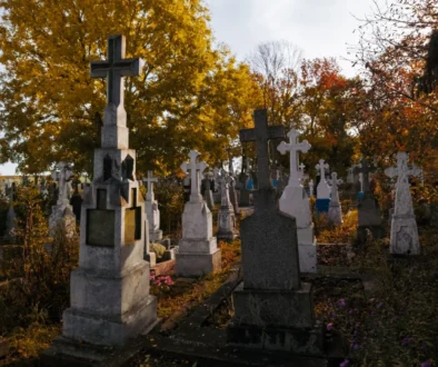 tajemný hřbitov jako z hororového filmu