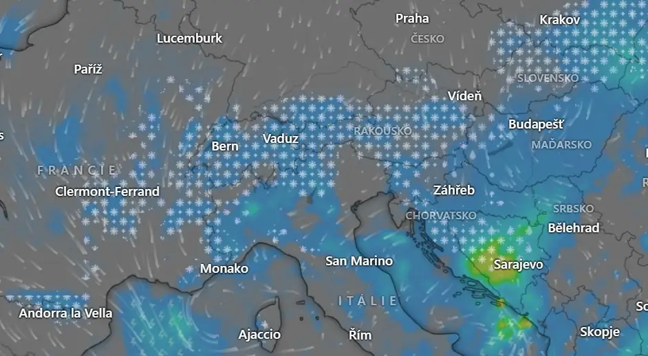 Pátek - sněžení v Evropě