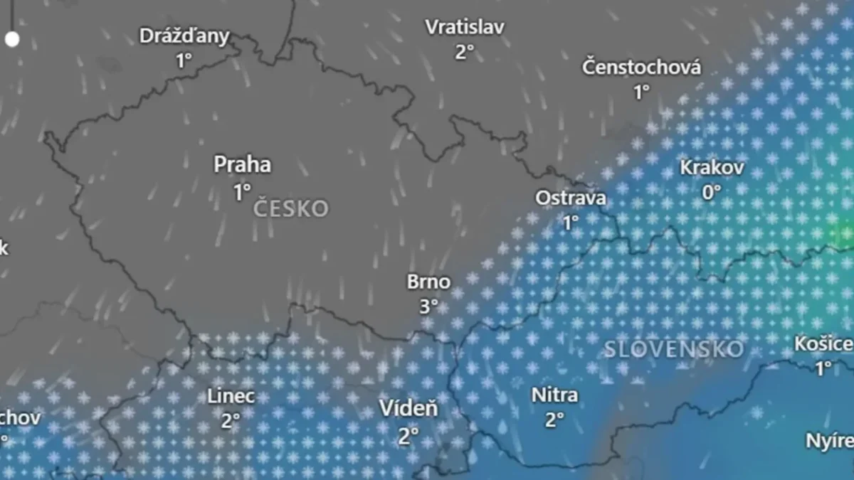 Proudění vzduchu a sněžení v pátek 13 hodin