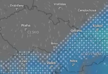 Proudění vzduchu a sněžení v pátek 13 hodin