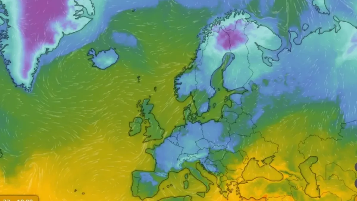 Aktuální rozložení teplot v Evropě
