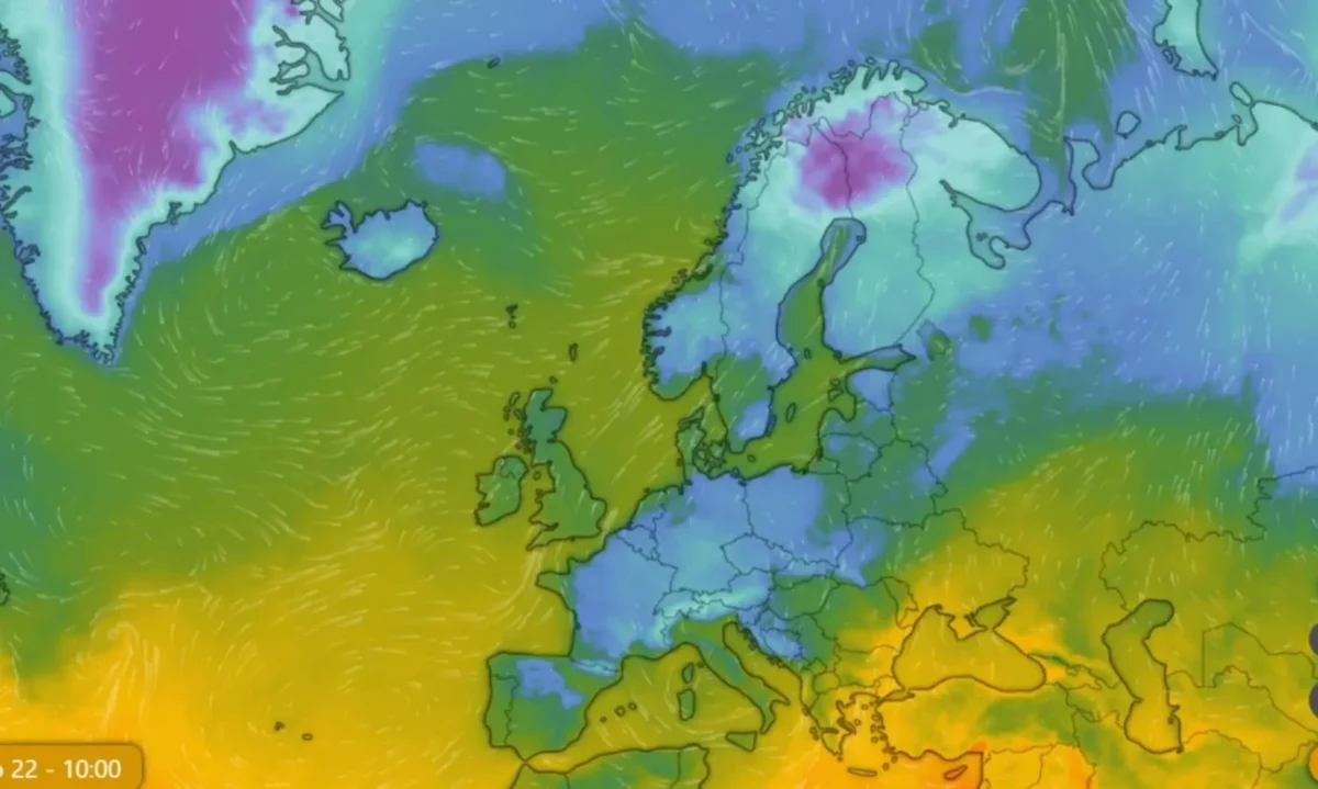 Aktuální rozložení teplot v Evropě