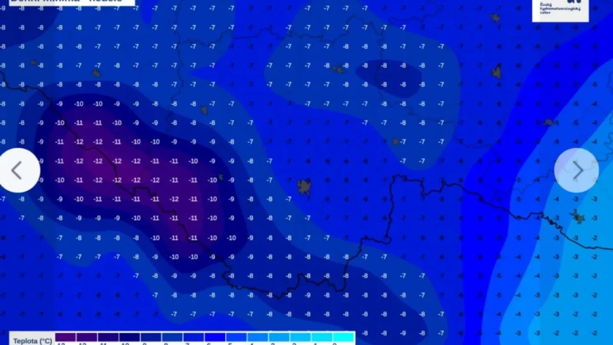 Denní minima - neděle 23 11 2025