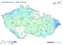 Výška sněhu v pondělí 24. 11. 2025