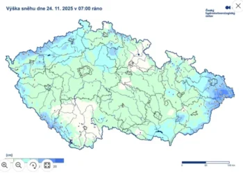 Výška sněhu v pondělí 24. 11. 2025
