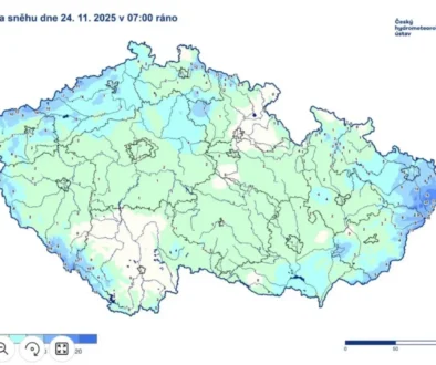 Výška sněhu v pondělí 24. 11. 2025