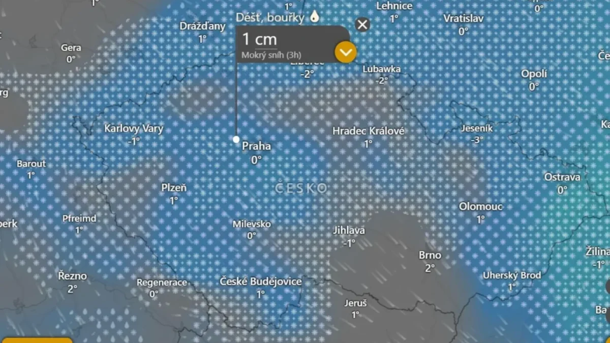 Sníh dnes ve 13 hodin