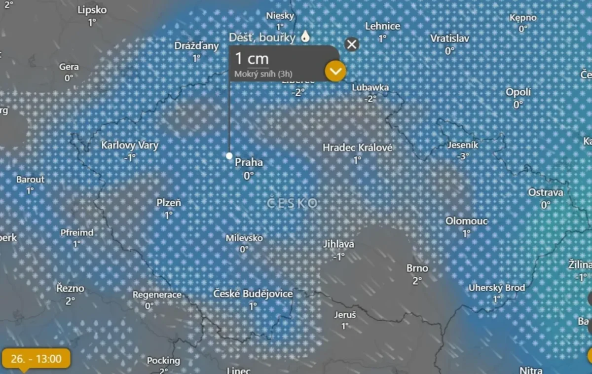 Sníh dnes ve 13 hodin