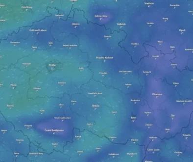 Mapa ČR s teplotami 29. 12. 2025