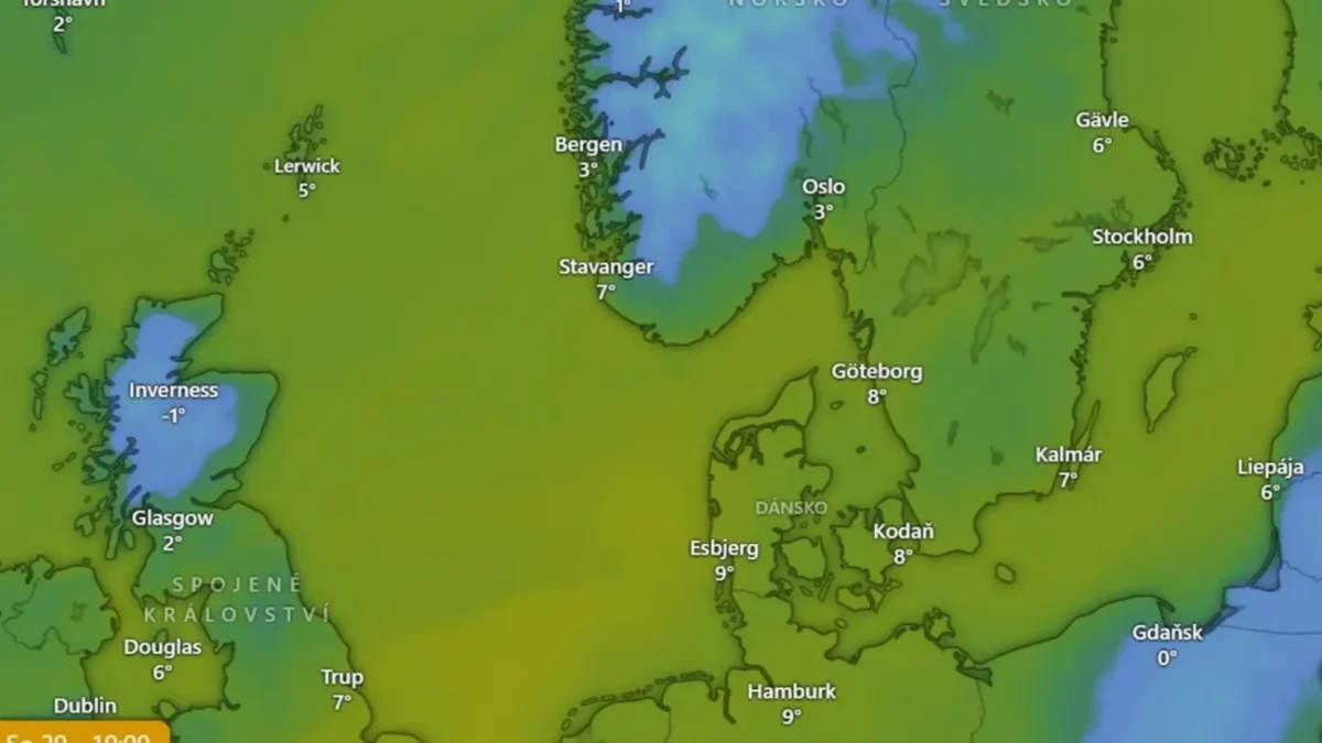 I v severní Evropě se teploty drží nad nulou
