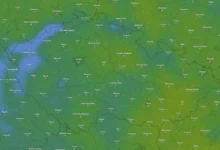 Mapa ČR s předpovědí teploty.