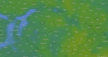 Mapa ČR s předpovědí teploty.