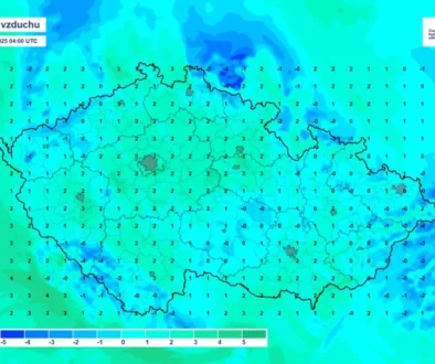 Teplota vzduchu v úterý 2. prosince