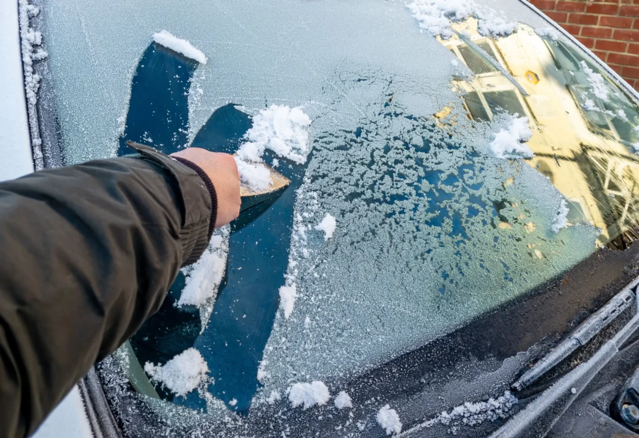 škrábání předního auto skla