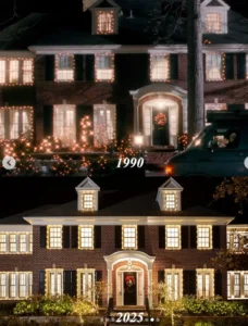 Dům ze Sám doma v roce 1990 versus 2025. Zdroj: Instagram