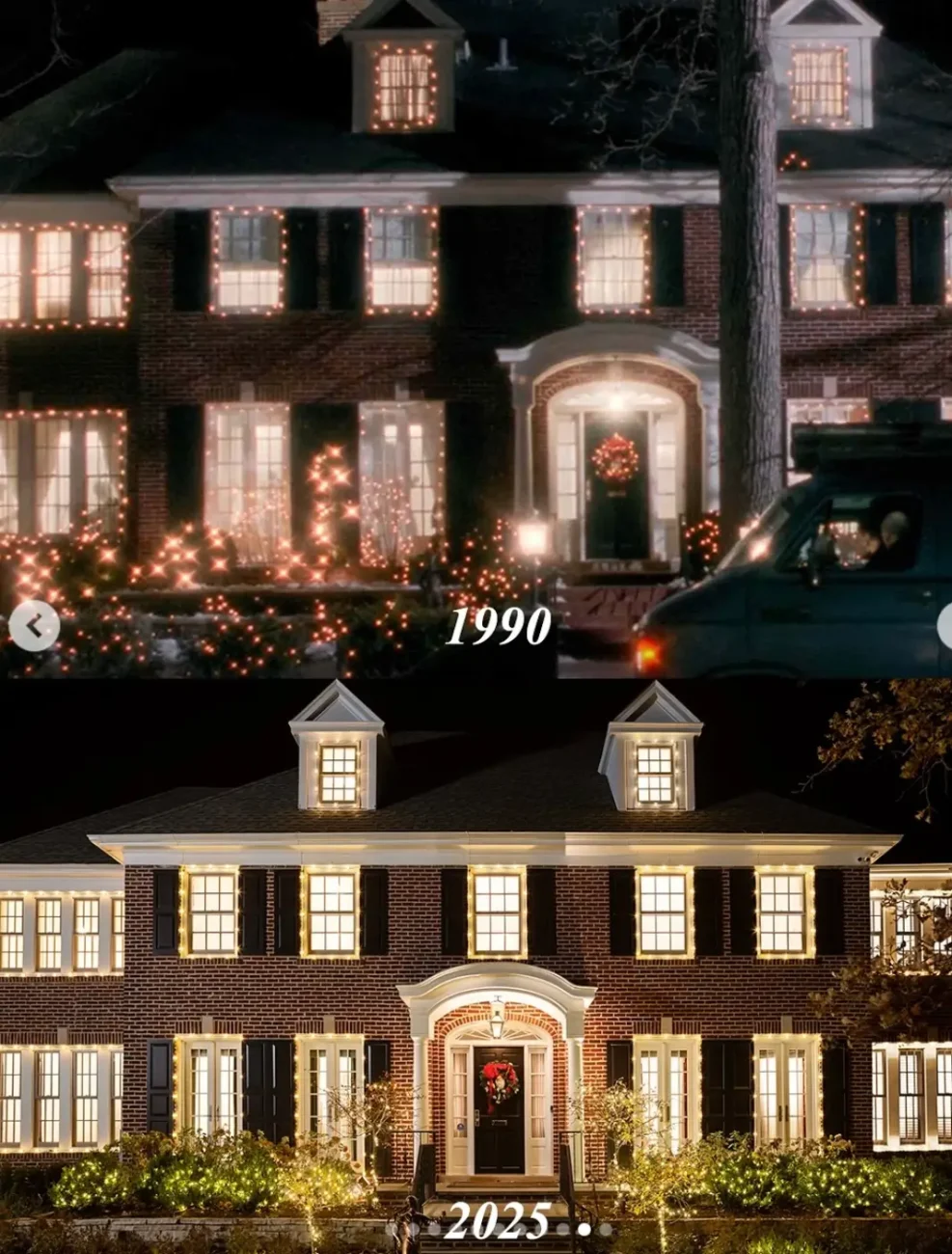 Dům ze Sám doma v roce 1990 versus 2025. Zdroj: Instagram