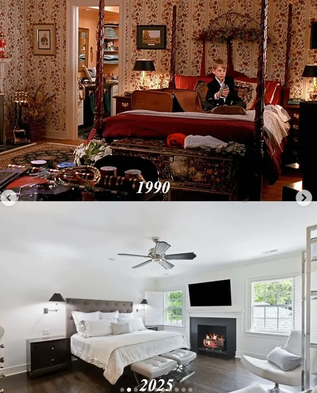 Dům ze Sám doma v roce 1990 versus 2025. Zdroj: Instagram