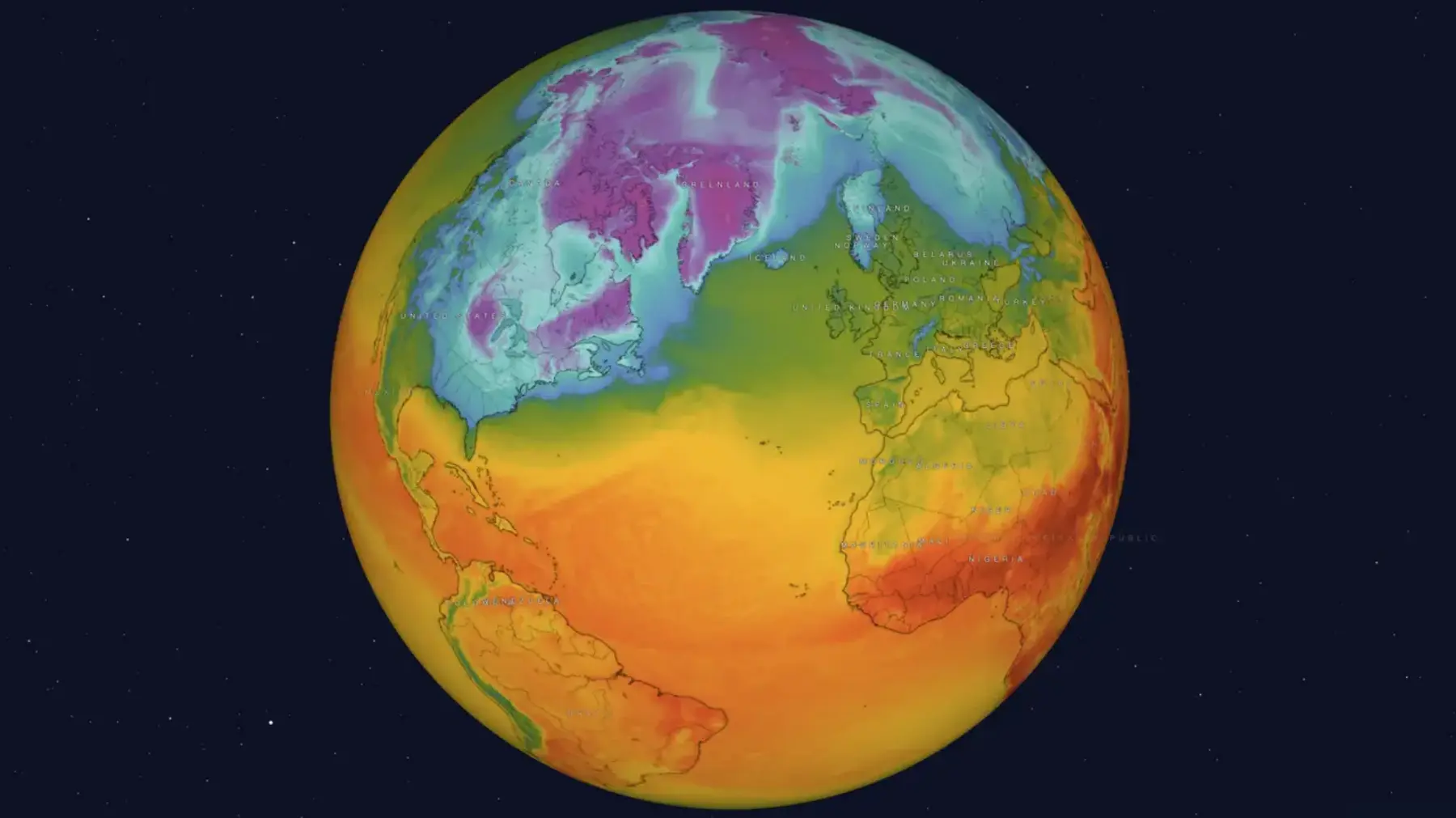 Arktický vzduch na Severní Amerikou
