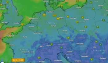 Dnešní teploty jsou v Evropě vyšší než včera