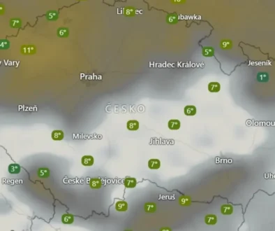 Aktuální teploty a oblačnost v Česku