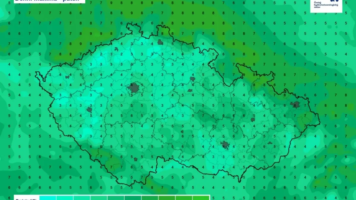 Teploty po přechodu včerejší studené fronty výrazně klesly - páteční denní maxima