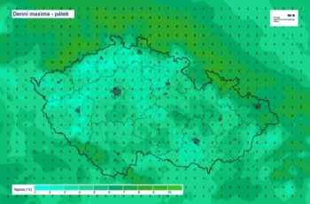 Teploty po přechodu včerejší studené fronty výrazně klesly - páteční denní maxima