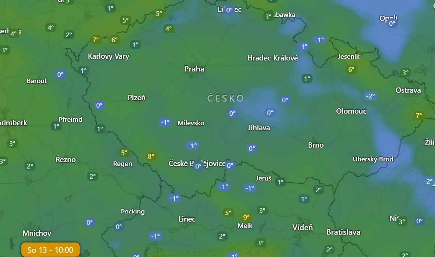 Aktuální teploty v ČR | TVGURU.cz Aktuální teploty v ČR