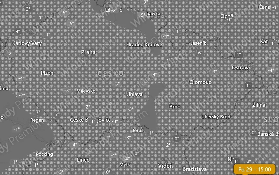 29. 12. 2025 - tak tohle vypadá na sníh v celé republice