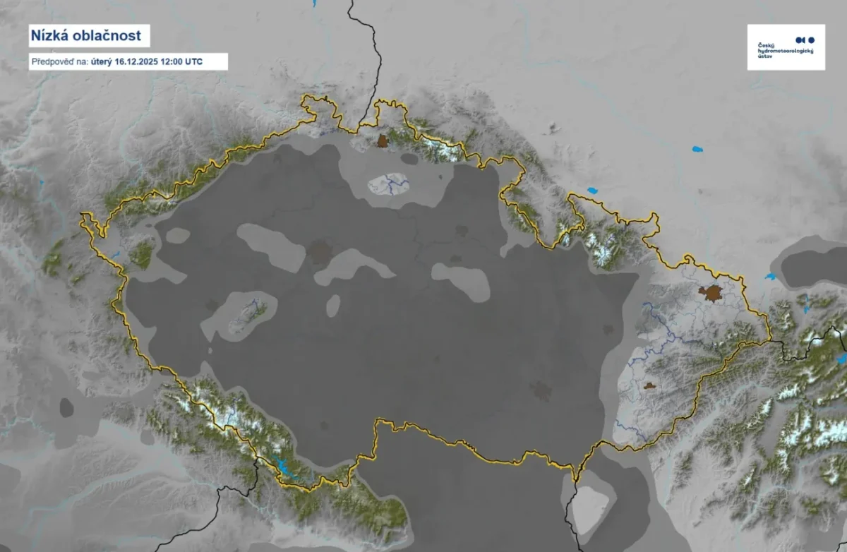 Nízká oblačnost je dnes prakticky po celé republice