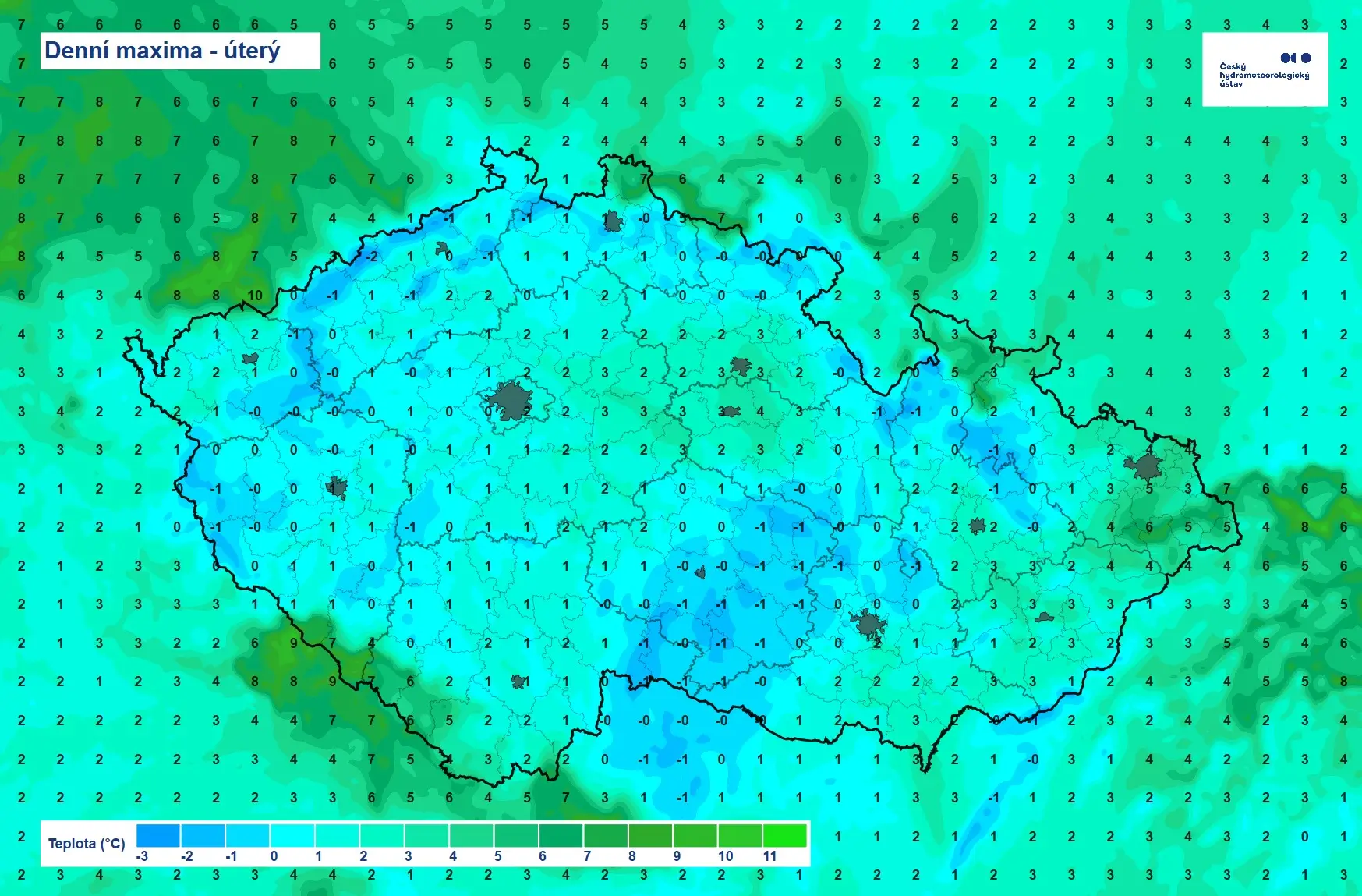 Takto vypadají dnešní maxima - úterý 16 .12. 2025