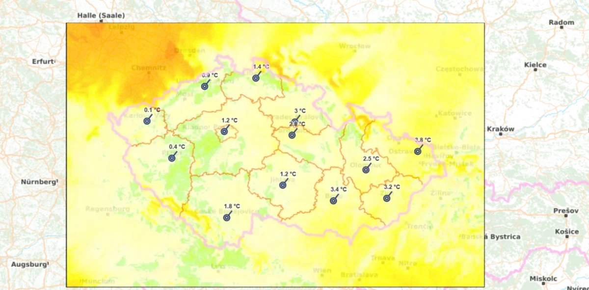 Aktuální teploty a proudění vzduchu