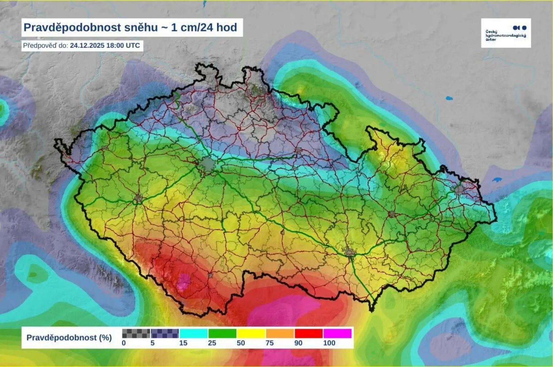 Pravděpodobnost sněhu na Štědrý den