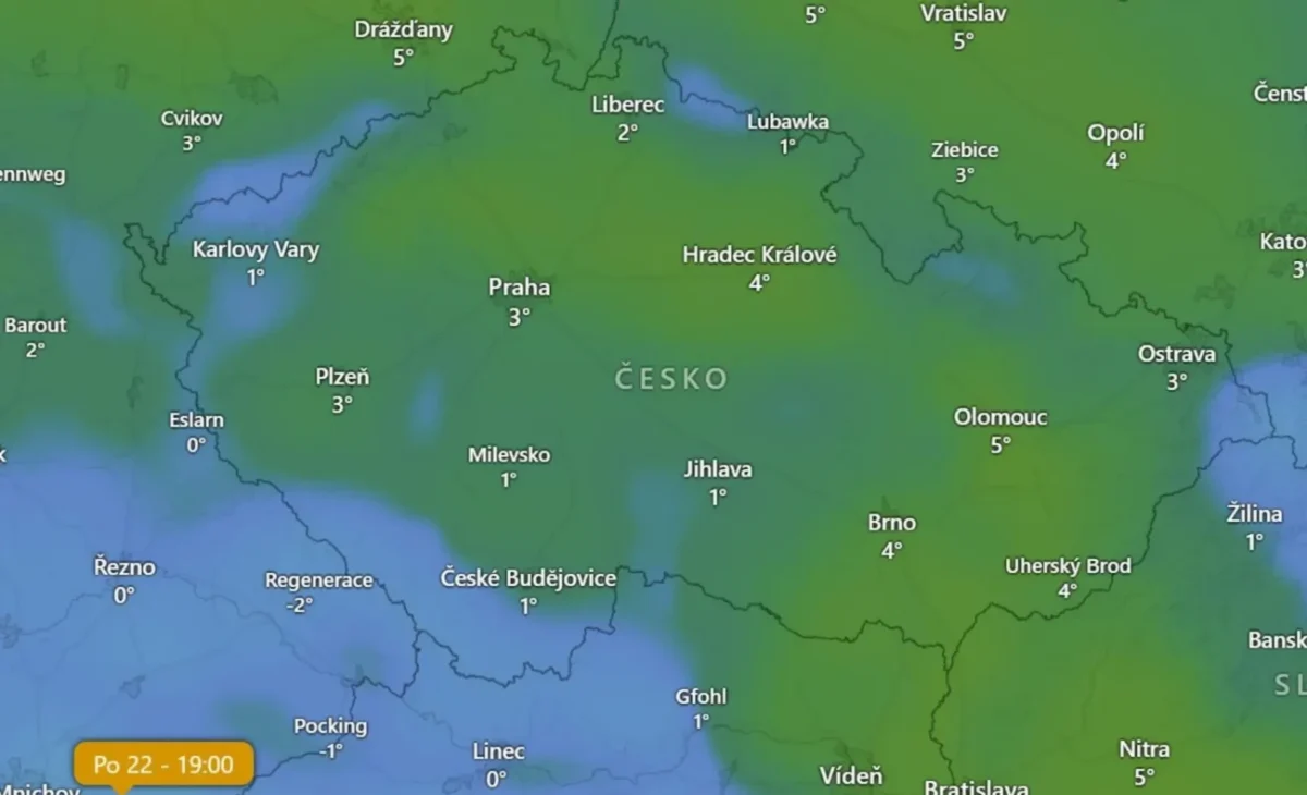 Aktuální teploty v Česku