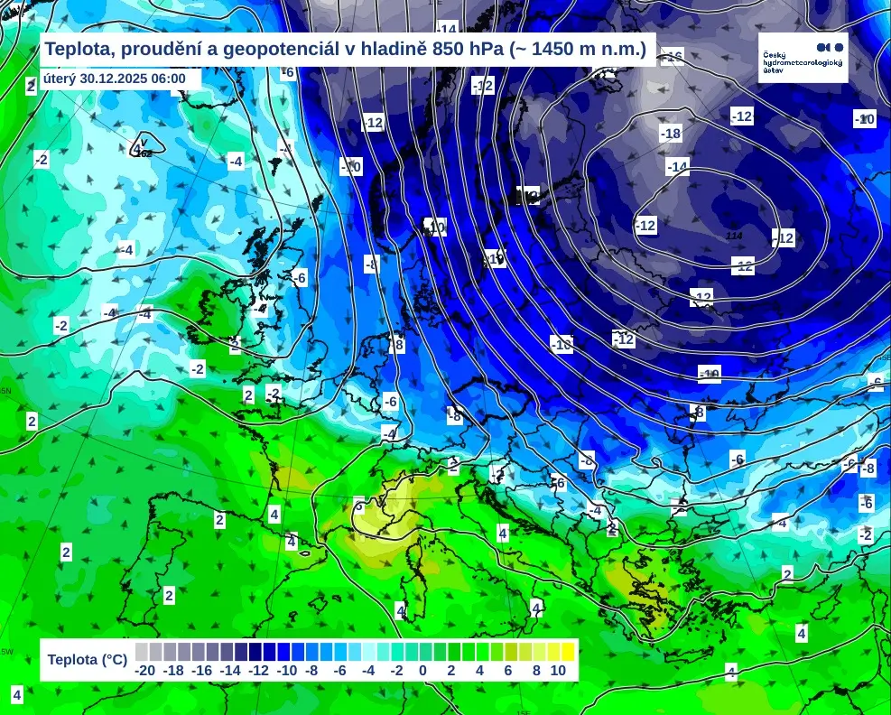 Předpověď na úterý 30. 12. 2025