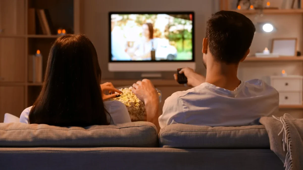 pár sleduje televizi