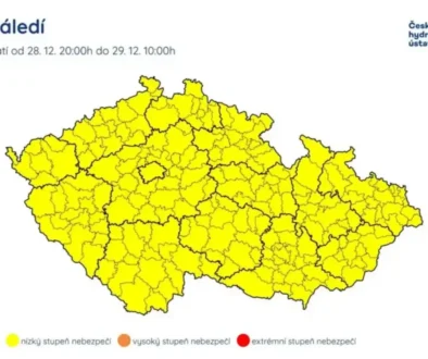 Výstraha na ledovku na nedělní noc a pondělní dopoledne