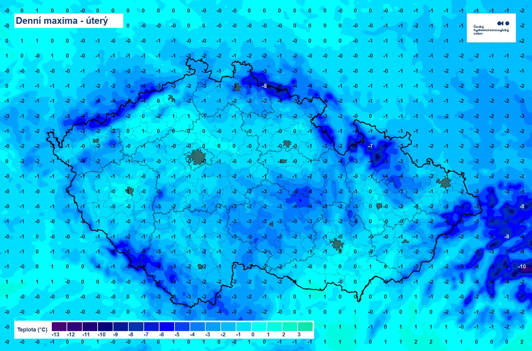 Teploty dnes tj. 30. prosince