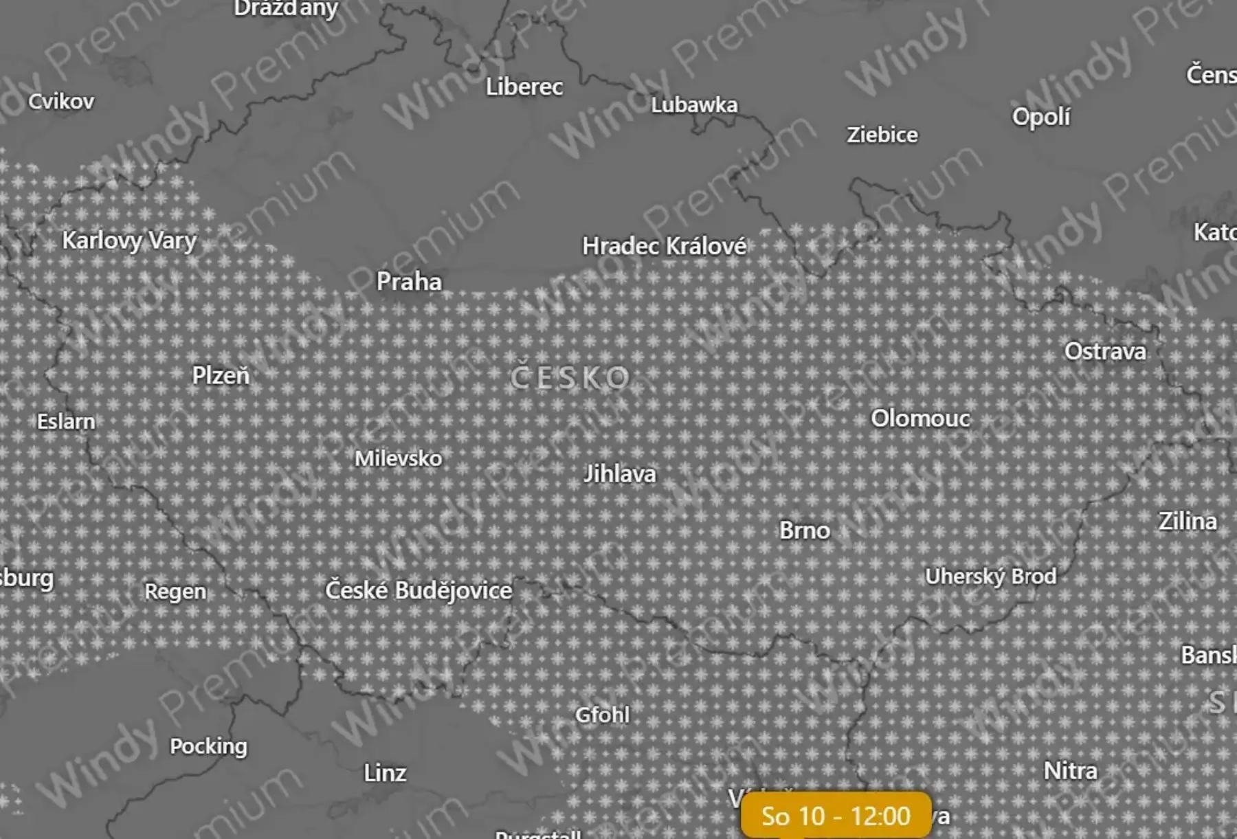 Sněžení podle Windy