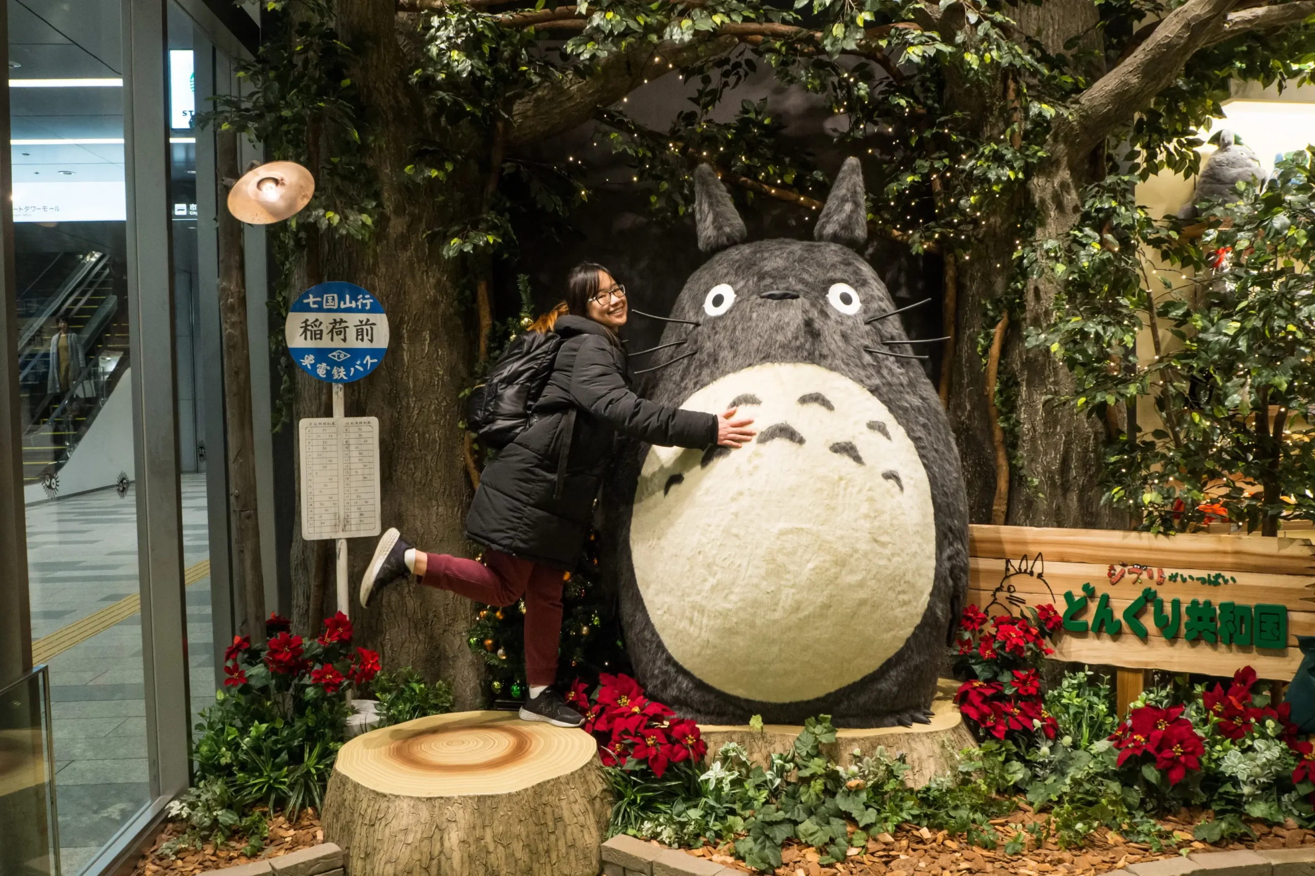 Žena se fotí s Totorem.