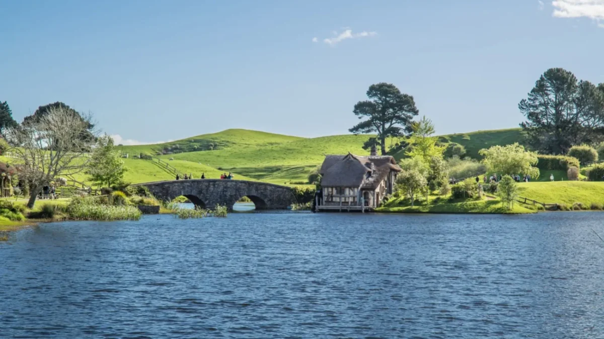 Nový Zéland filmařský set up z Pán prstenů