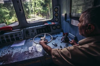 Starý muž řídí auto.