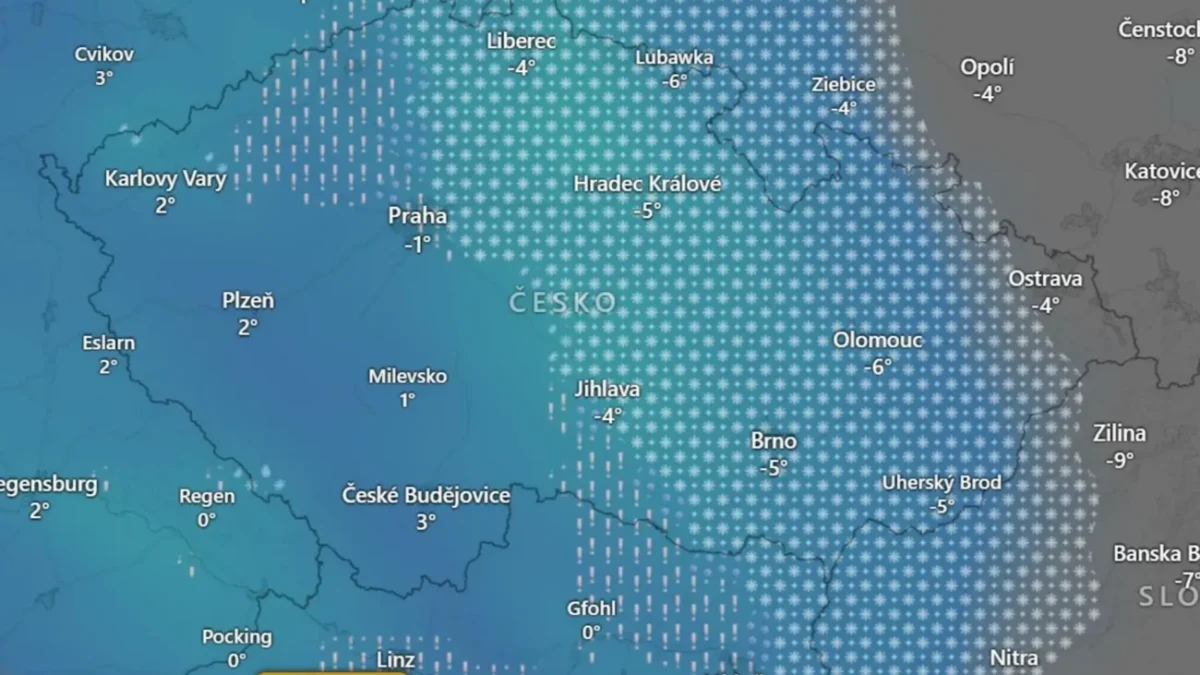 Srážky v noci z pondělí na úterý