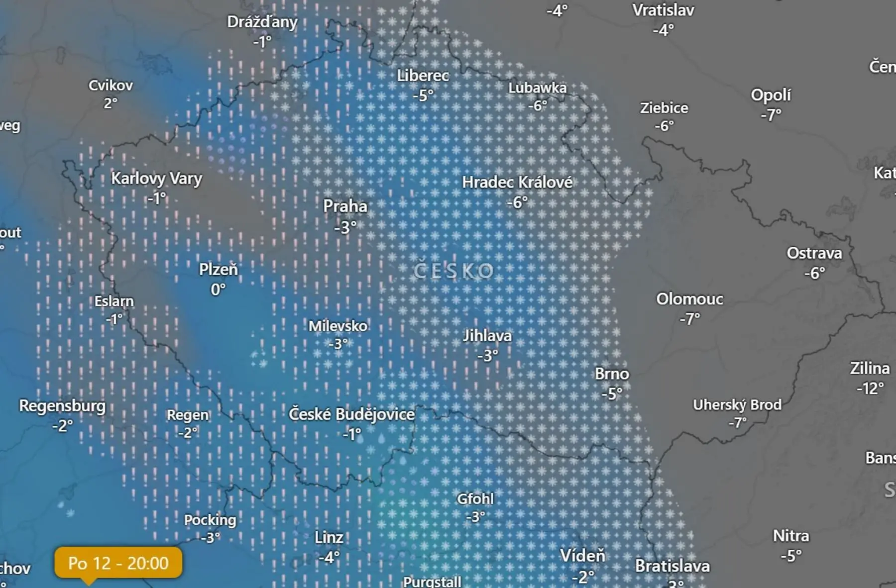Mrznoucí déšť dnes večer