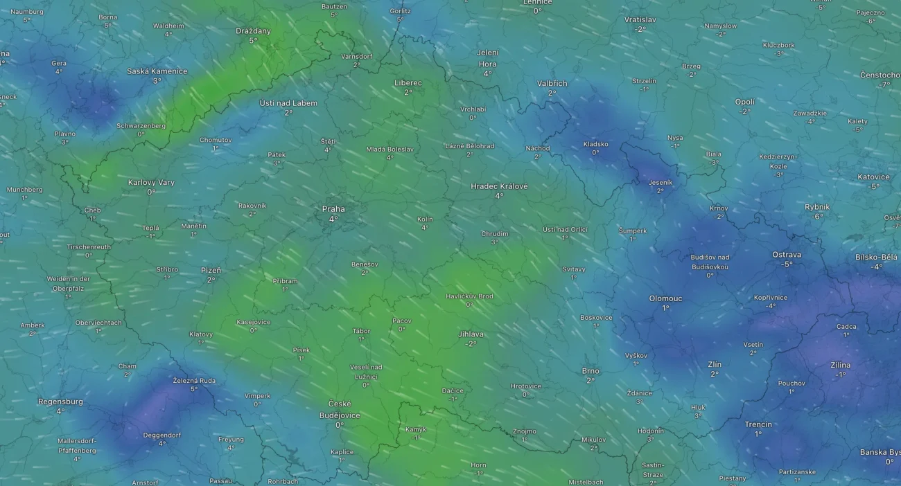 Snímek obrazovky 2026-01-13 v 10925 | TVGURU.cz Čtvrteční mapa počasí